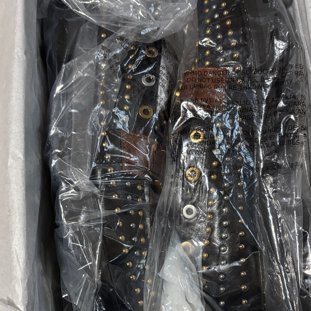 Kurt Geiger Black Studded Sandals with Gold Accents